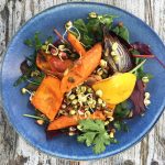 Moroccan inspired Roast vegetable and super seed salad with sprouted lentils